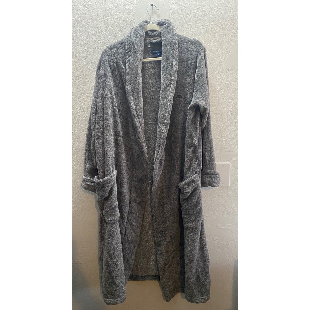Tommy Bahama Men's Plush‎ Robe Gray S/M Cozy Loungewear